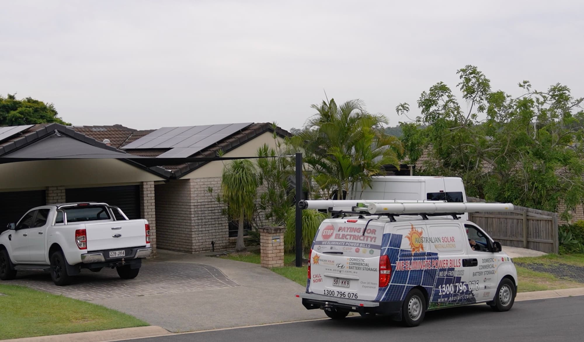 The Australian Solar Installations branded van at a local Gold Coast home