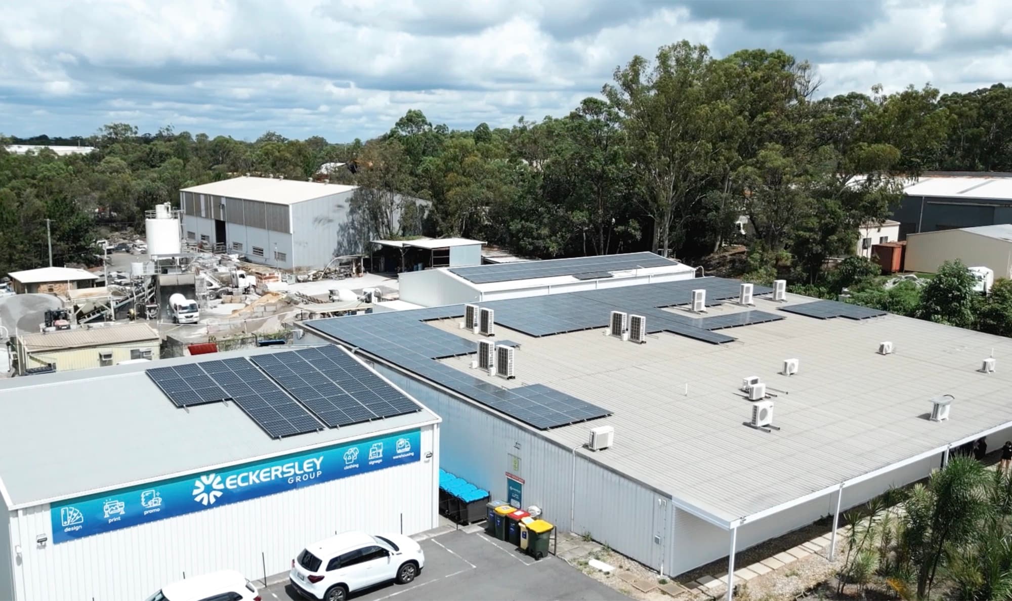 Rooftop solar installation on the Eckersley Group building