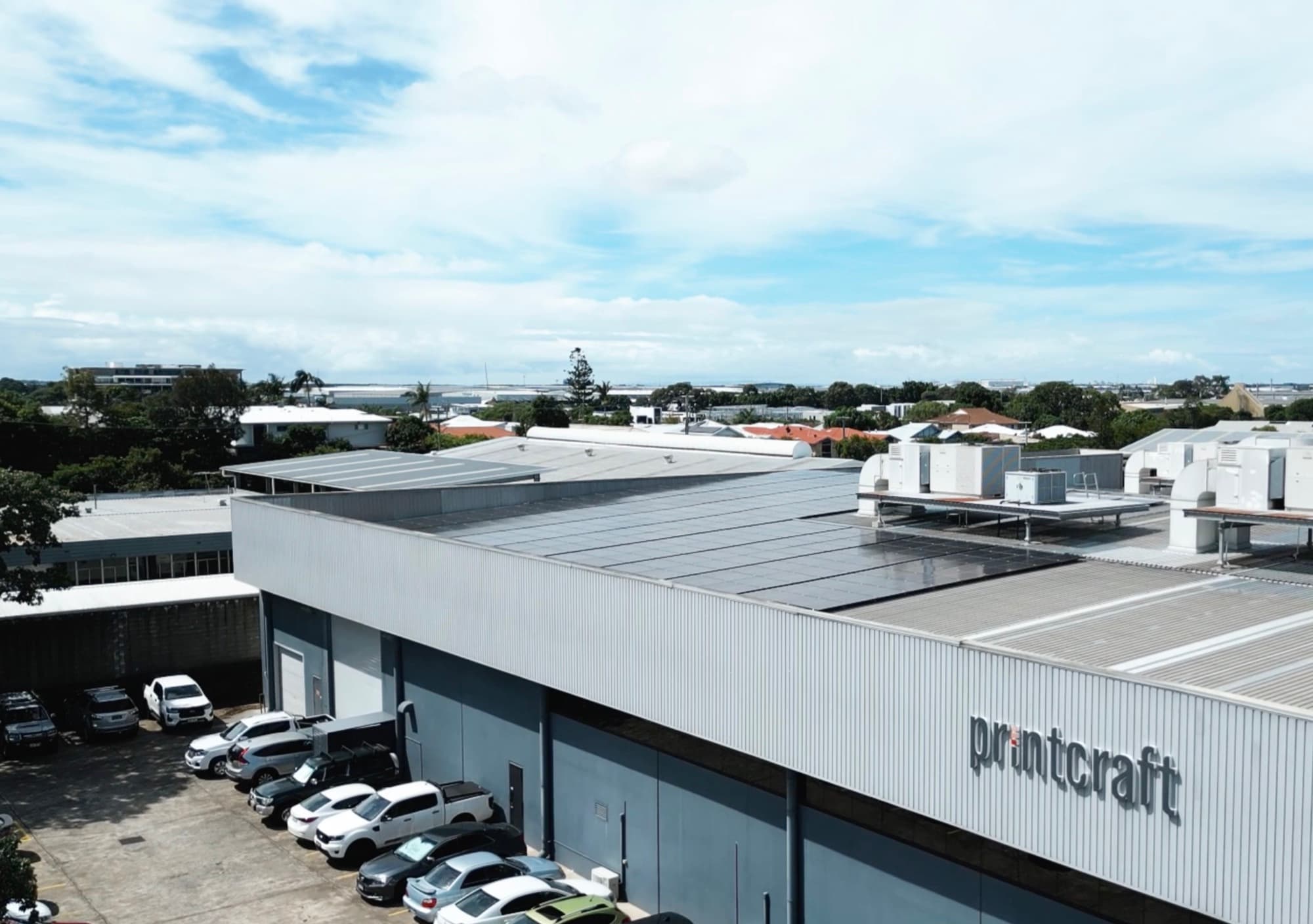 Rooftop solar installation on the Printcraft building