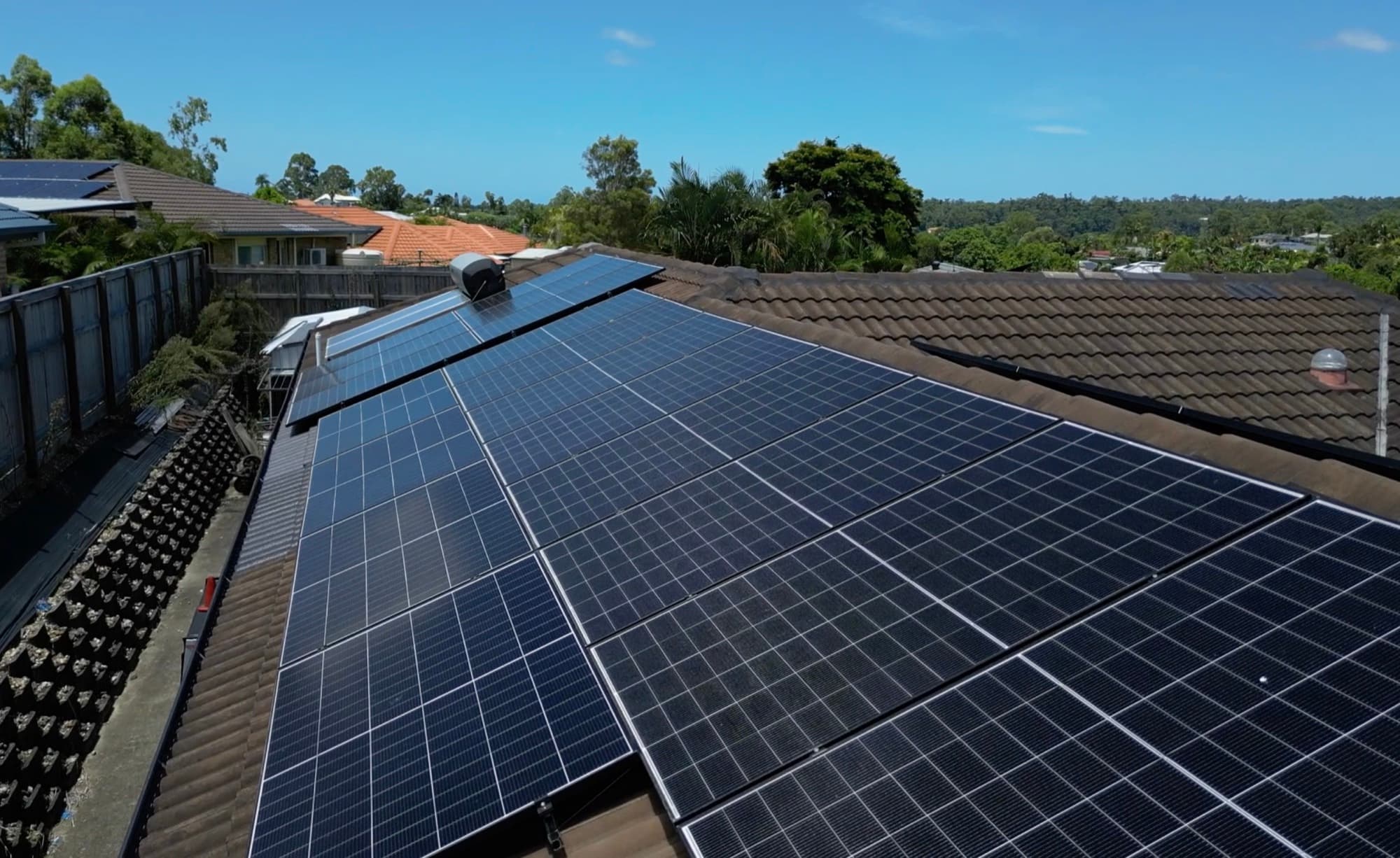 Rooftop solar panel array on a South East Queensland home